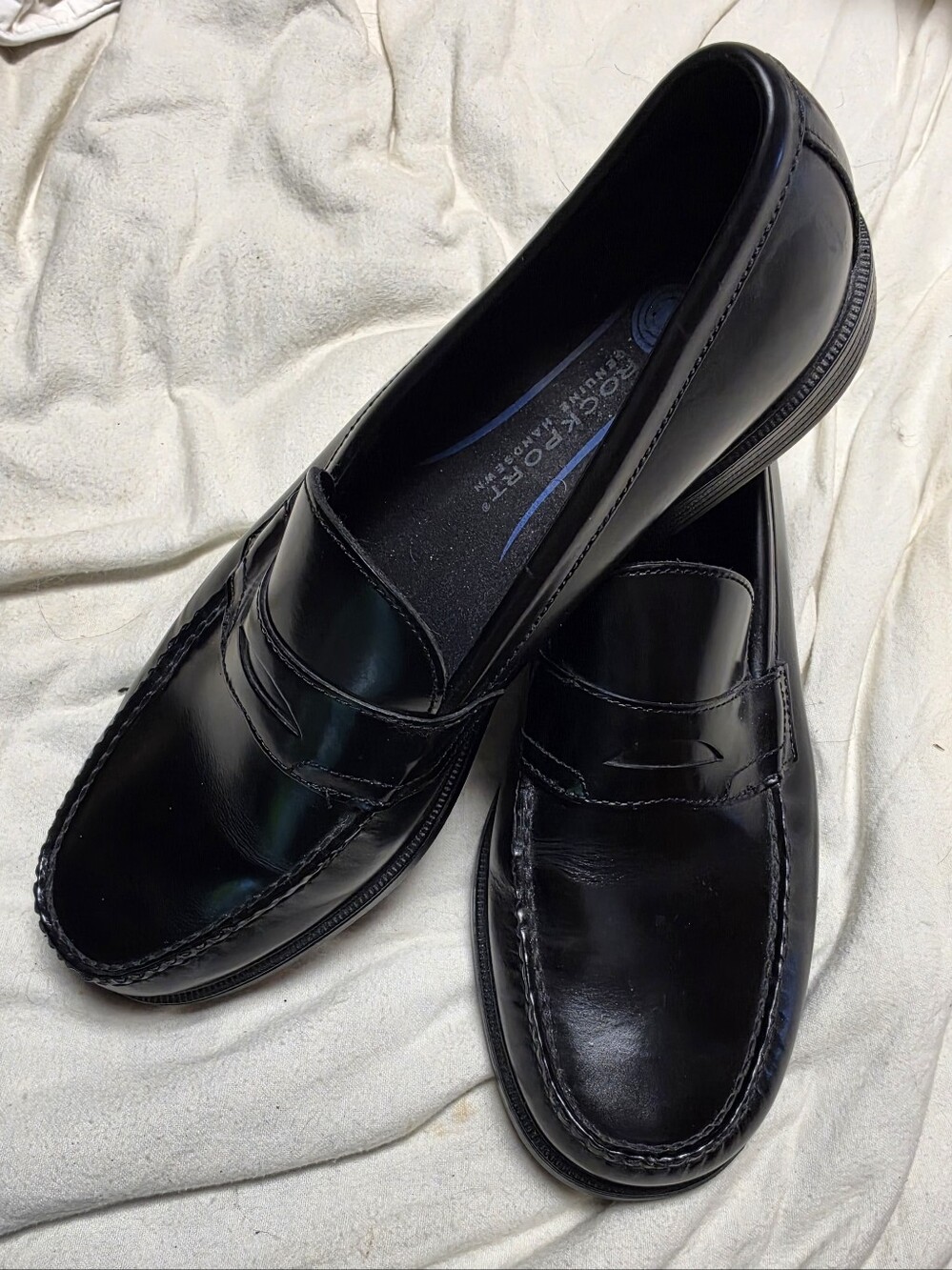Rockport Genuine Handsewn Penny Loafers Black Leather Men's 13M EUC
